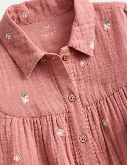 Pure Cotton Embroidered Double Cloth Dress (0 Mths-3 Yrs)