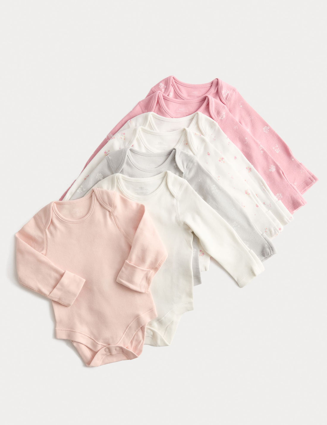 7 Pack Pure Cotton Floral Bodysuits (0-3 Yrs) - PINK MIX / Newborn