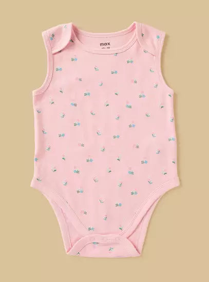 Pack of 3 - Printed Sleeveless Bodysuit