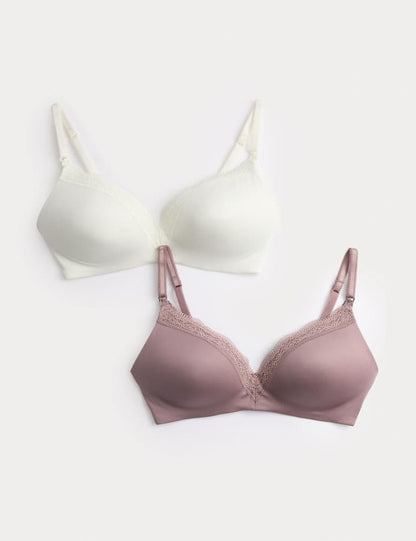 2pk Jasmine Lace Trim Maternity Nursing Bra B-G
