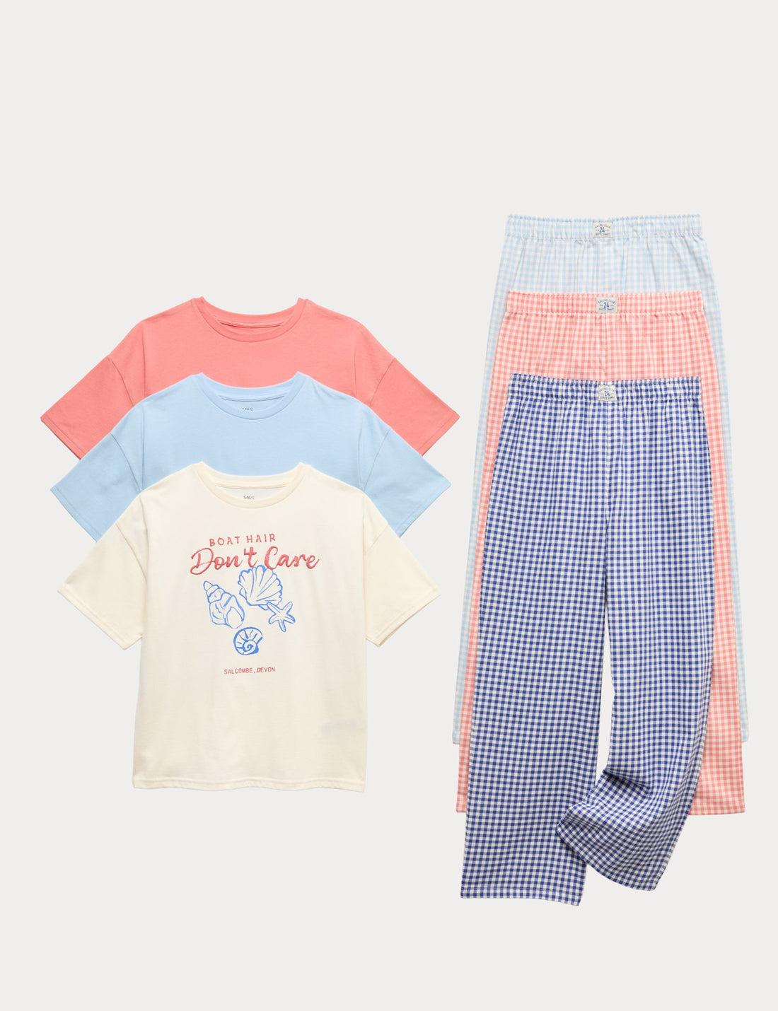 3 Pack Pure Cotton Coastal Graphic Pyjama Sets (6-16 Yrs)