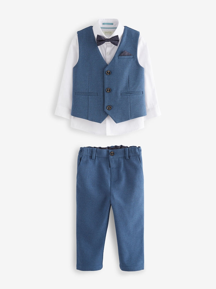 Baker by Ted Baker Waistcoat Shirt And Trousers Set - Blue / 12-18 Months (80-86cm)