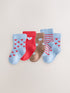 Red and Blue Heart Baby Socks 5 Pack - Red and Blue Heart / Up To 3 Months (50 - 62cm)