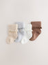 Neutral Turn Over Frill Baby Socks 4 Pack - Neutral Turn Over / Up To 3 Months (50 - 62cm)