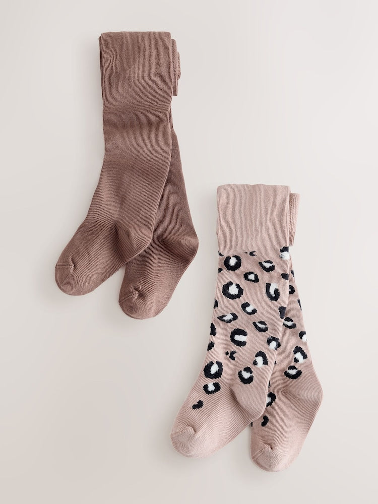Leopard Print Tights 2 Pack - Leopard Print / Up To 3 Months (50 - 62cm)