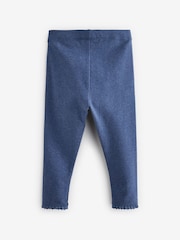 Blue Denim Lace Trim Leggings (3mths-7yrs) - Size 3-6 Months (62-68cm)