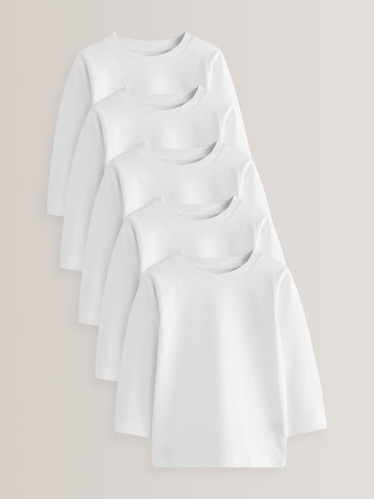 White 5 Pack Long Sleeve T-Shirts (3mths-7yrs) - 12-18 Months (80-86cm)