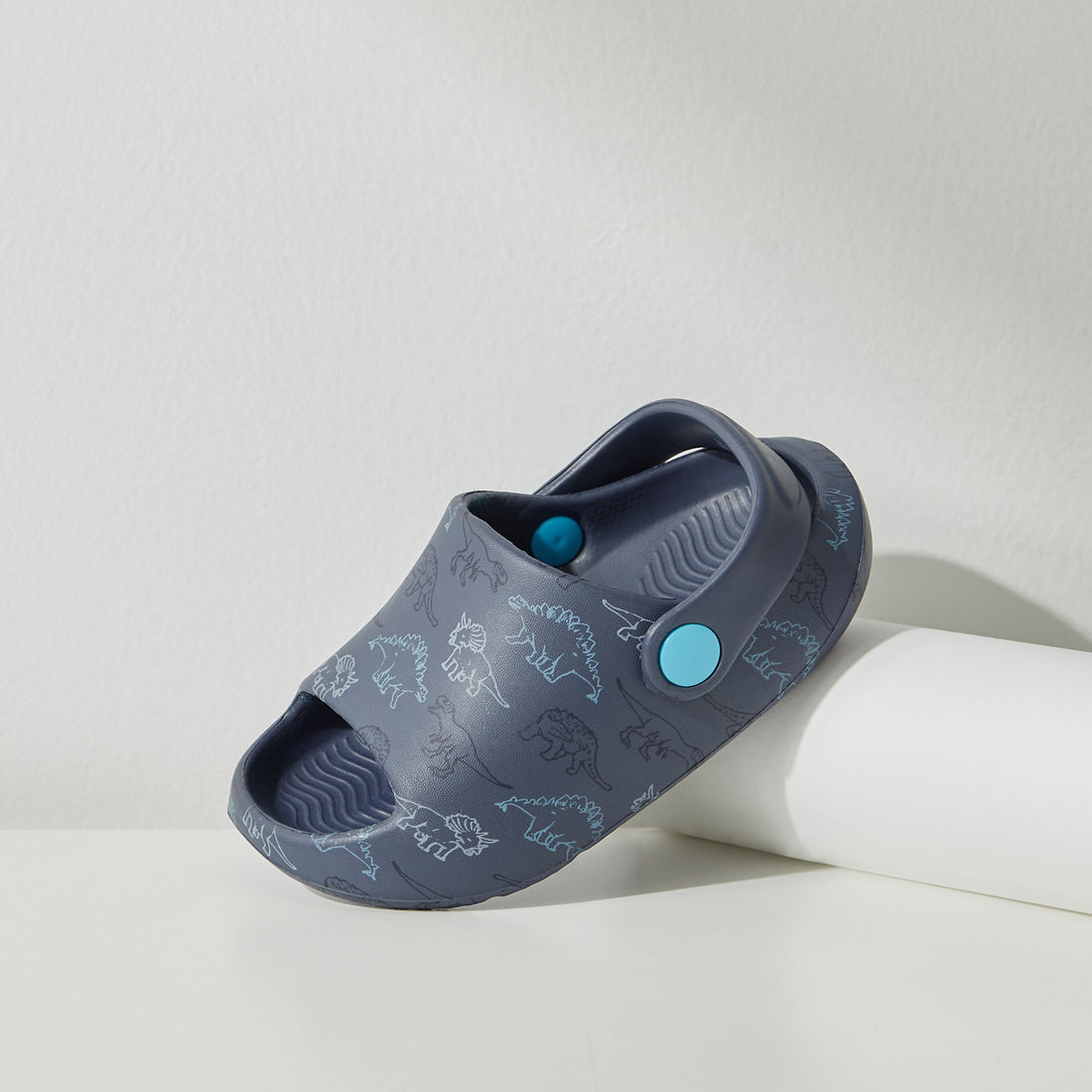 Dinosaur Print Clogs with Backstrap - White / 20