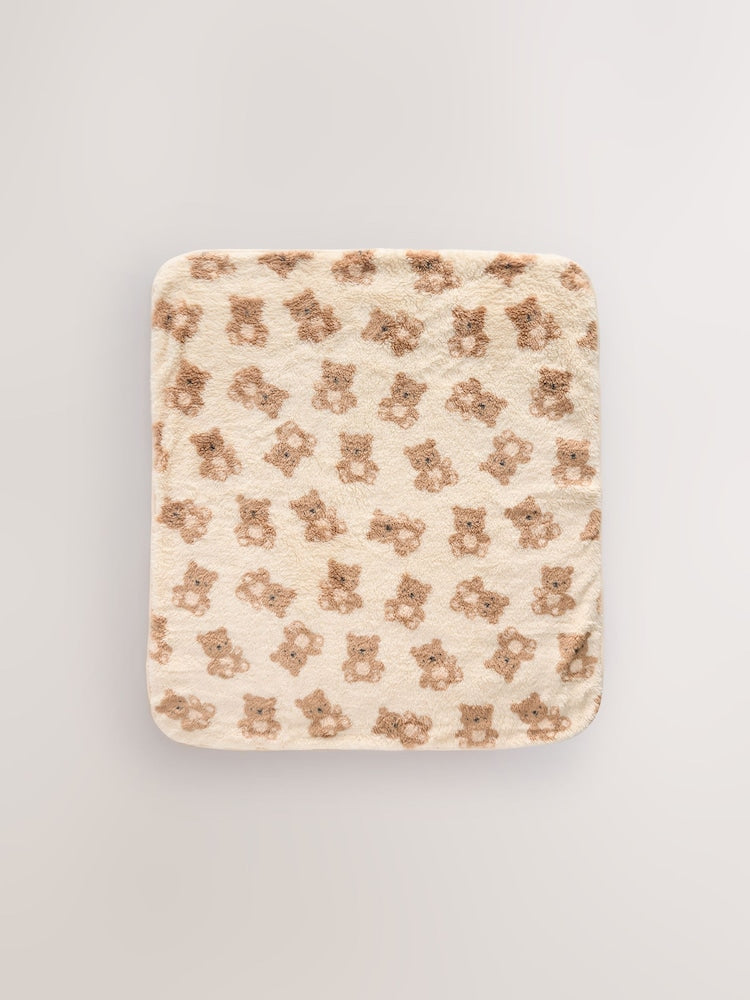 Cream Bear Fleece Baby Blanket