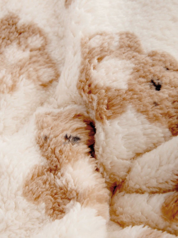 Cream Bear Fleece Baby Blanket - Size ONE