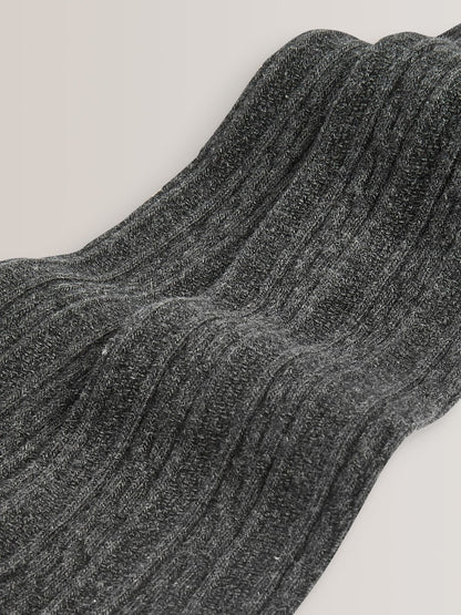 Charcoal Grey Regular Length Cotton Rich Cable Tights - Size Up To 6 Months (50 - 68cm)
