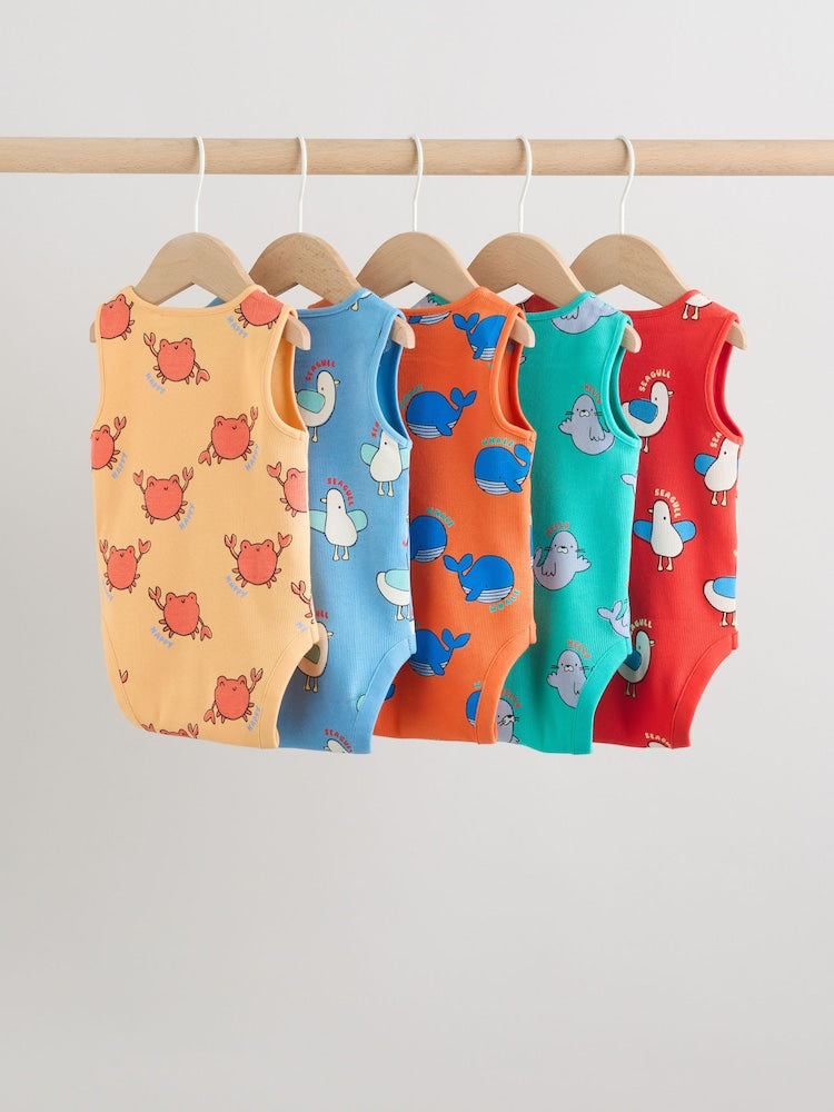 Multi Vest Baby Bodysuits 5 Pack