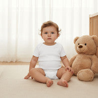 Juniors Solid Bodysuit with Round Neck and Short Sleeves-undefined-image-1