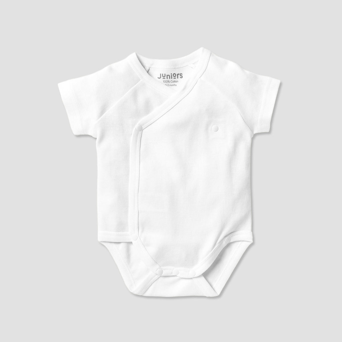 Juniors Solid Bodysuit with Round Neck and Short Sleeves
