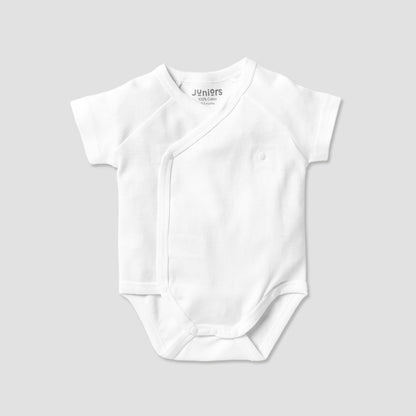 Juniors Solid Bodysuit with Round Neck and Short Sleeves