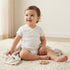 Juniors Solid Bodysuit with Round Neck and Short Sleeves - Cream / 12-18 mths