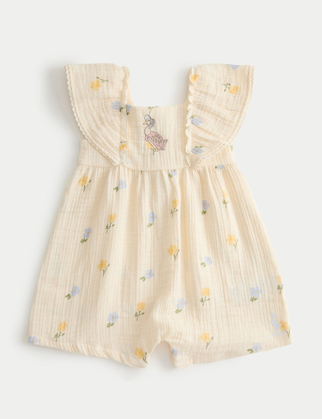 Pure Cotton Peter Rabbit™ Floral Romper (0 Mths-3 Yrs) - CREAM / 12-18 Months