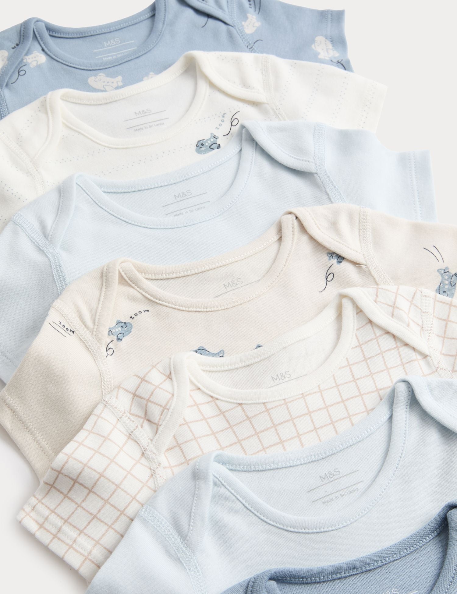 7 Pack Pure Cotton Plane Bodysuits (5lbs-3 Yrs)