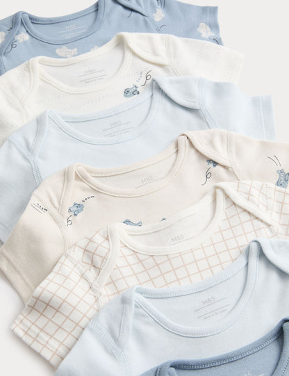 7 Pack Pure Cotton Plane Bodysuits (5lbs-3 Yrs)
