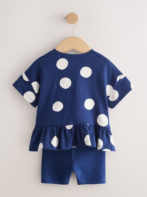 Navy Cloud Peplum Top and Cycle Shorts Set (3mths-7yrs)
