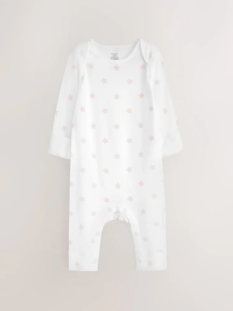 Pink Star 2 Pack Kind To Skin Baby Sleepsuits (0-2yrs)