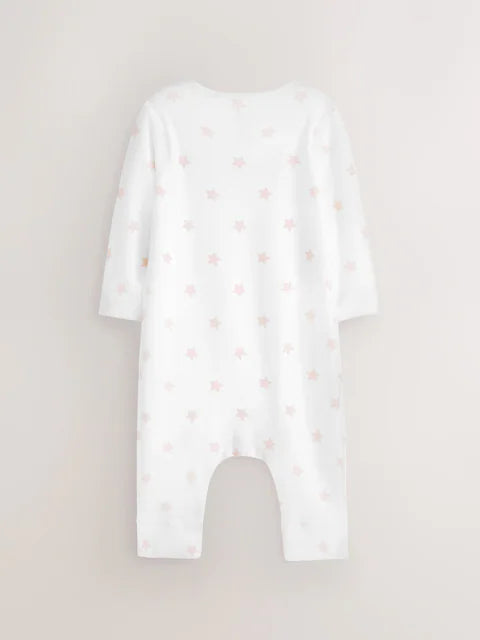 Pink Star 2 Pack Kind To Skin Baby Sleepsuits (0-2yrs)