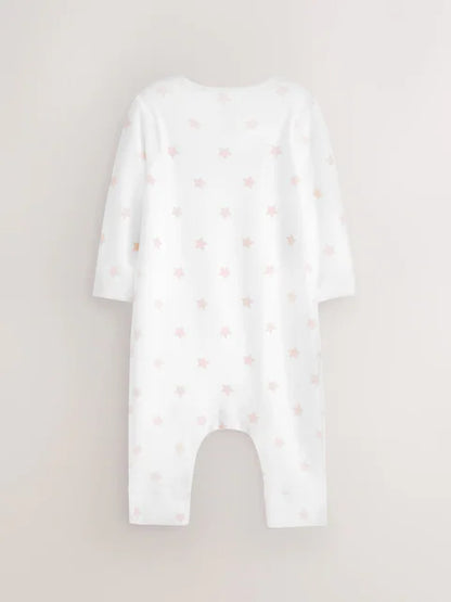 Pink Star 2 Pack Kind To Skin Baby Sleepsuits (0-2yrs)