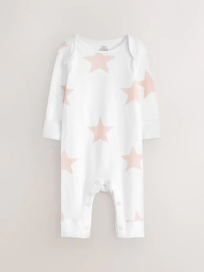 Pink Star 2 Pack Kind To Skin Baby Sleepsuits (0-2yrs)