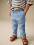 Chambray Blue Regular Fit Linen Blend Pull on Trousers (3mths-7yrs)