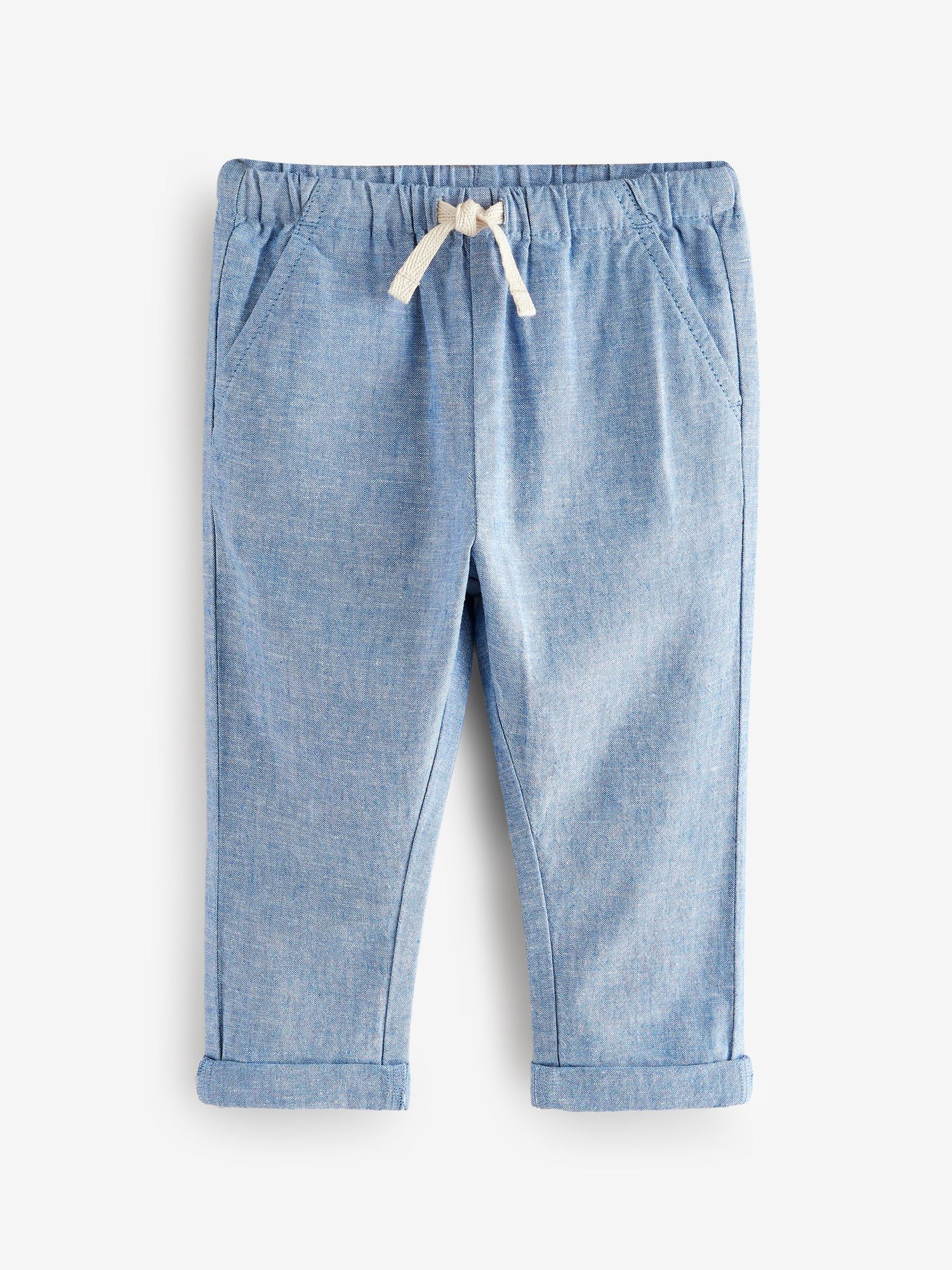 Chambray Blue Regular Fit Linen Blend Pull on Trousers (3mths-7yrs) - Size 3-6 Months (62-68cm)