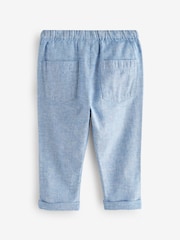 Chambray Blue Regular Fit Linen Blend Pull on Trousers (3mths-7yrs) - Size 3-6 Months (62-68cm)