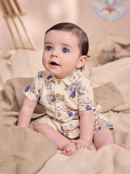 Paddington Bear Collared Baby 100% Cotton Cath Kidston Romper - Paddington Bear Collared Baby / 12-18 Months (80-86cm)
