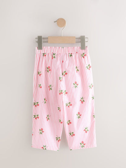 Pink Strawberry Print Pull On Trousers (3mths-7yrs) - Size 3-6 Months (62-68cm)