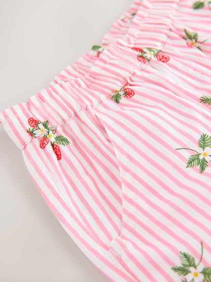 Pink Strawberry Print Pull On Trousers (3mths-7yrs) - Size 3-6 Months (62-68cm)