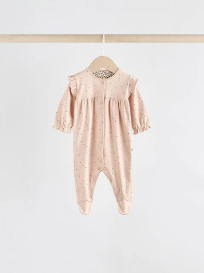 Pink 3 Pack Baby Sleepsuits with Matching Turbans (0mths-2yrs)