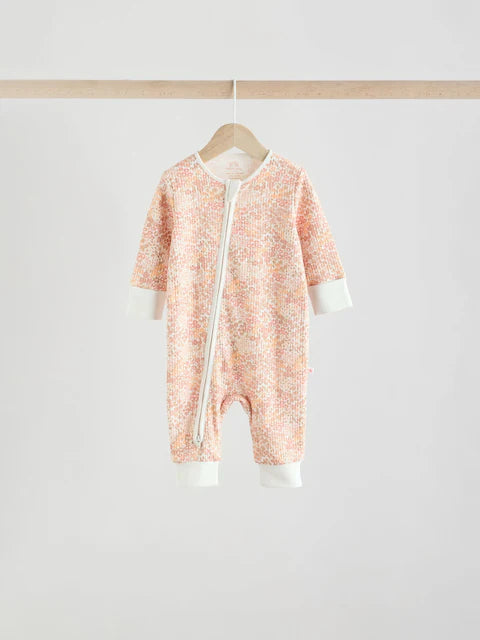 Neutral 5 Pack Two Way Zip Baby Sleepsuits (0mths-3yrs)