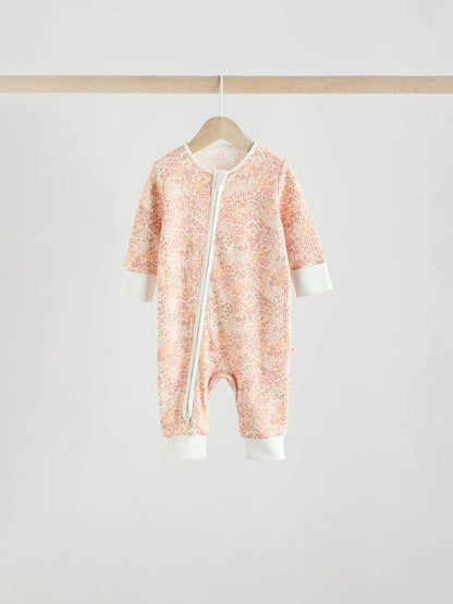 Neutral 5 Pack Two Way Zip Baby Sleepsuits (0mths-3yrs)