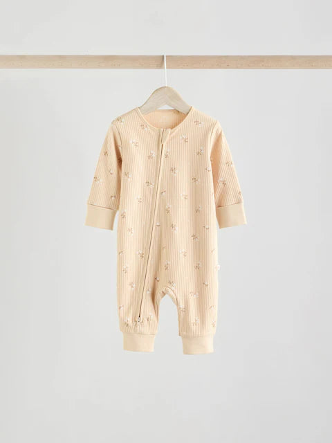 Neutral 5 Pack Two Way Zip Baby Sleepsuits (0mths-3yrs)