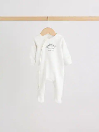 Grey Baby Two Way Zip Sleepsuits 3 Pack (0-2yrs)