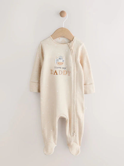 Neutral I Love My Daddy Two Way Zip Baby Sleepsuit (0-18mths)