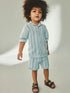Blue Crochet Knitted Short Sleeve Shirt and Shorts Set (3mths-10yrs)