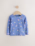 Neutral Lemon Print Rib Long Sleeve T-Shirt (3mths-7yrs) - Blue/Multi Spot Rib Long Sleeve / 12-18 Months (80-86cm)
