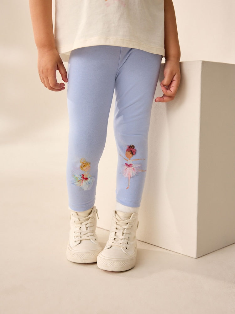 Blue Ballerina Knee Embellished Leggings (3mths-7yrs) - Size 3-6 Months (62-68cm)
