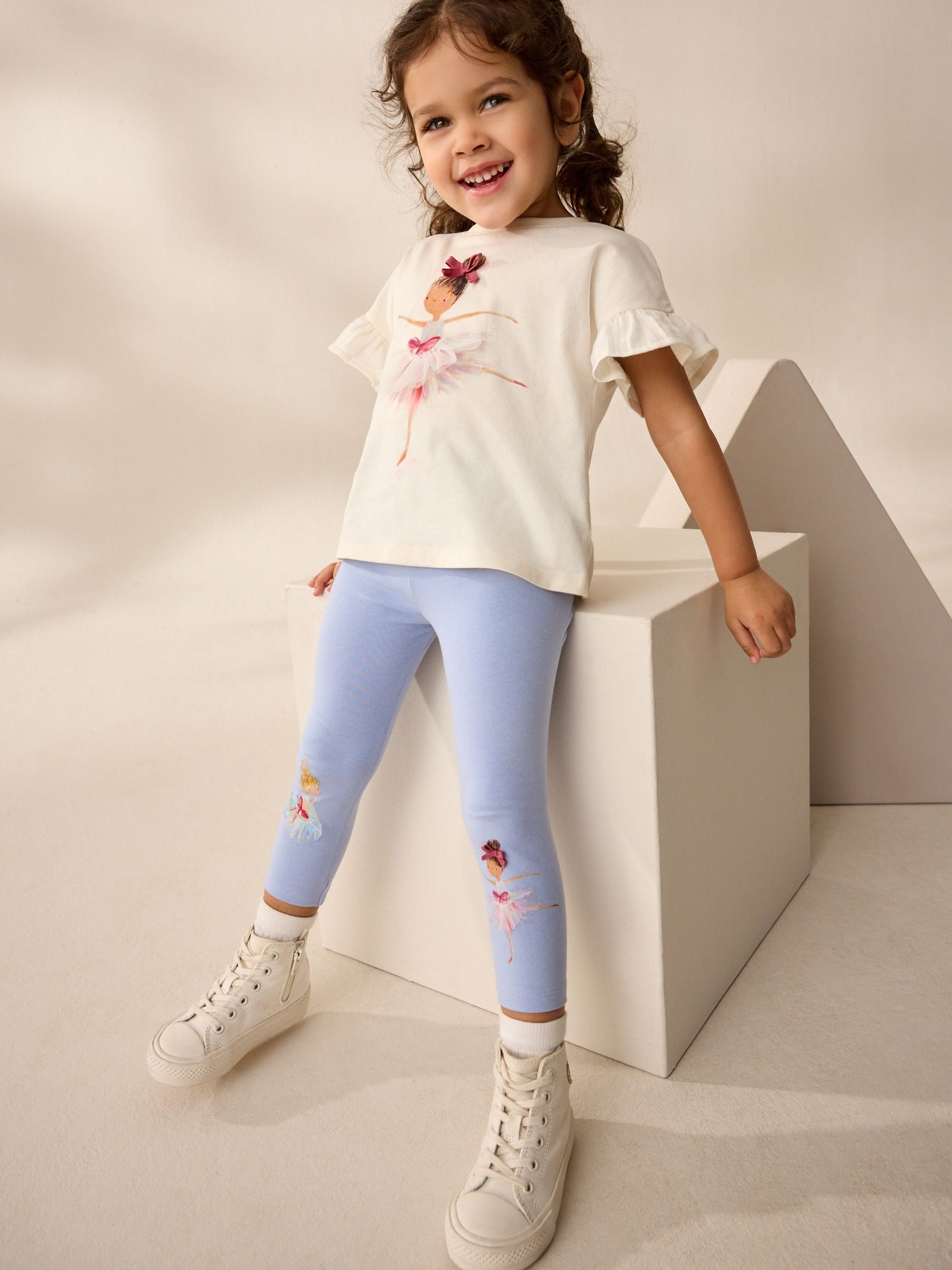 Blue Ballerina Knee Embellished Leggings (3mths-7yrs) - Size 3-6 Months (62-68cm)