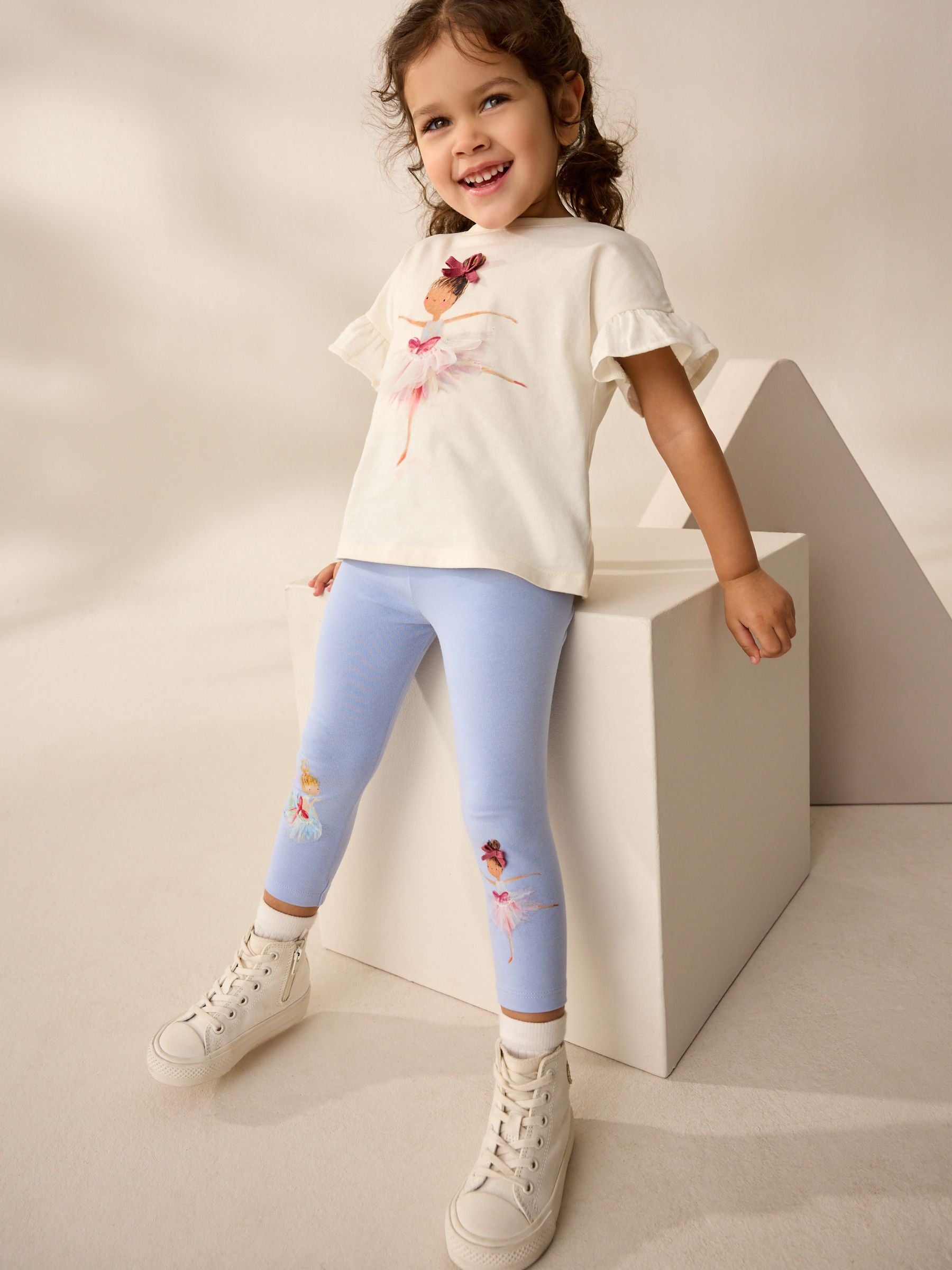 Blue Ballerina Knee Embellished Leggings (3mths-7yrs) - Size 3-6 Months (62-68cm)