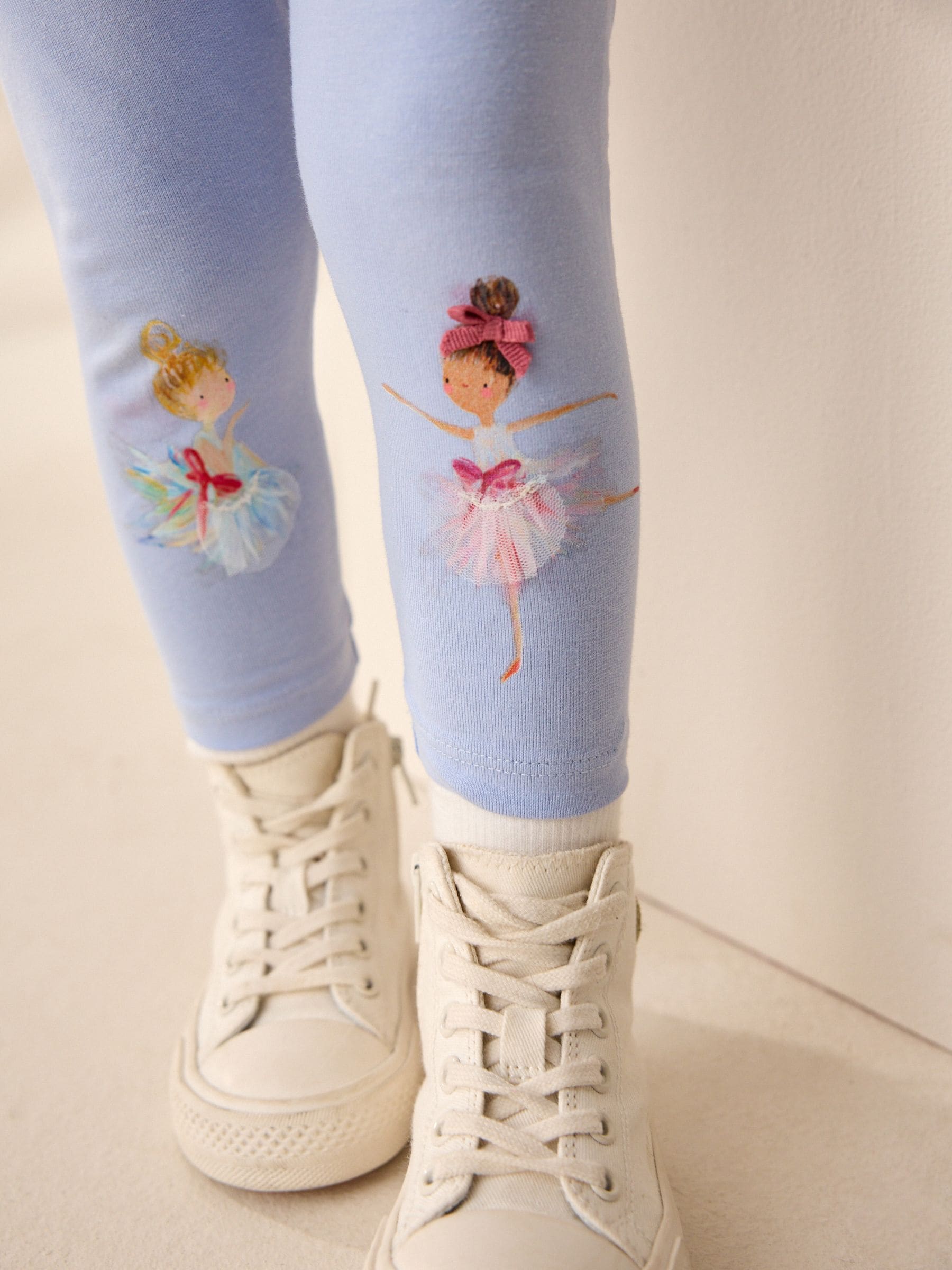 Blue Ballerina Knee Embellished Leggings (3mths-7yrs) - Size 3-6 Months (62-68cm) - Option 1