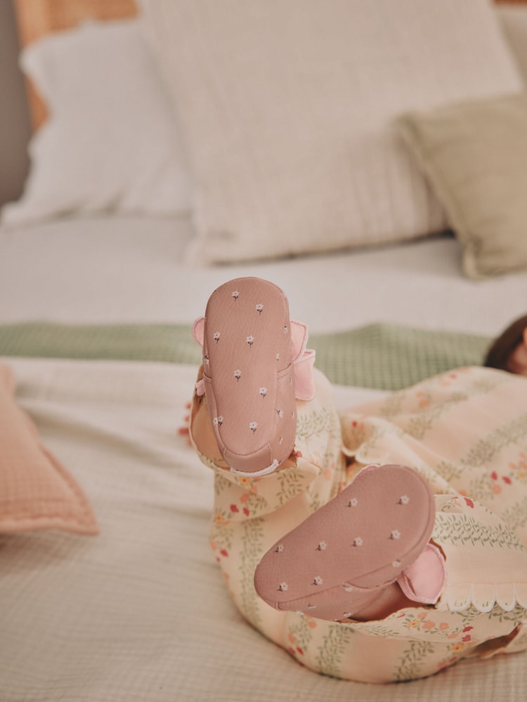 Pink Rust Baby Floral Print Boots (0-18mths)