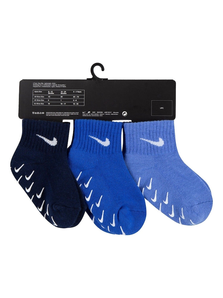 Nike Blue Polar Infant Gripper Socks 3 Pack - Size 6-12 Months (68-80cm)