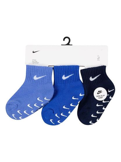 Nike Blue Polar Infant Gripper Socks 3 Pack - Size 6-12 Months (68-80cm)