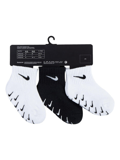 Nike White Infant Gripper Socks 3 Pack - Size 6-12 Months (68-80cm)